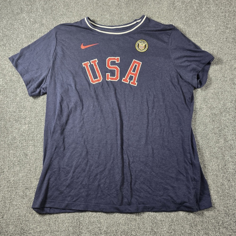 Nike Team USA Olympic T Shirt Mens XL Navy Blue Short Sleeve Graphic Tee Sport